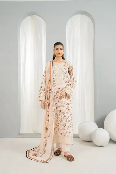 UNSTITCHED EMBROIDERED ZEAL COLLECTION | D10 by SANAM SAEED, PeachPuff