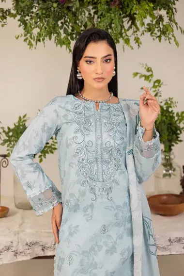 Unstitched Printed Lawn Suit | D-05 by SANAM SAEED, CornflowerBlue