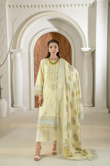 Unstitched Embroidered Lawn Suit | Maharukh D-10 by SANAM SAEED, DarkSeaGreen