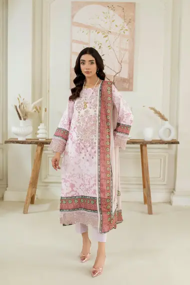 Unstitched Embroidered Lawn Suit | Maharukh D-01 by SANAM SAEED, Pink