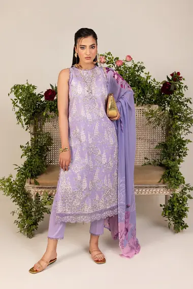 Unstitched Printed Lawn Suit | D-08 by SANAM SAEED, MediumPurple