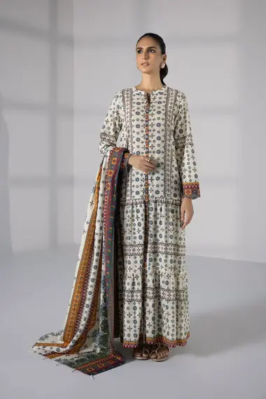 Unstitched Printed Lawn Suit | U2-DAYZ23V1-18WS by SAPPHIRE, GhostWhite