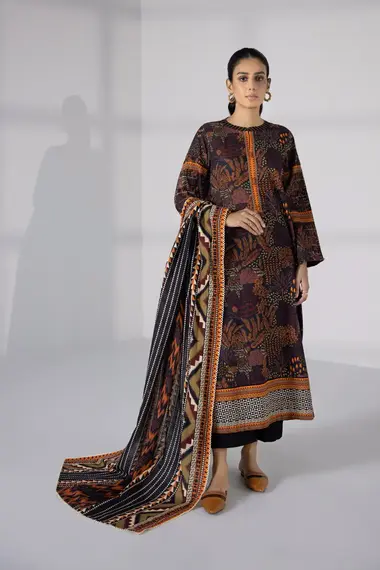 Unstitched Printed Lawn Suit | U3-DAYZ23V1-55WS by SAPPHIRE, Black