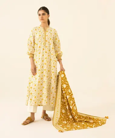 Unstitched Printed Lawn Suit | U2D-DY23V6-3 by SAPPHIRE, Yellow