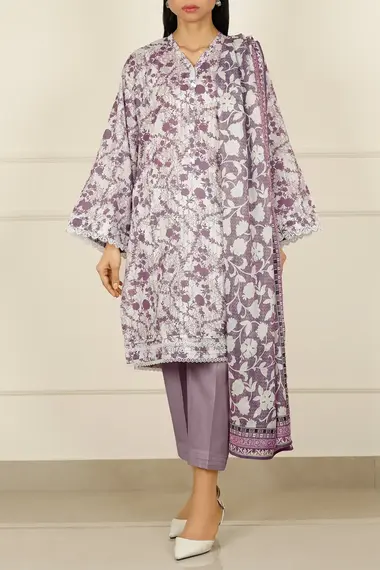 Unstitched Printed Suit | U01-25282-02 by SAYA, MediumPurple