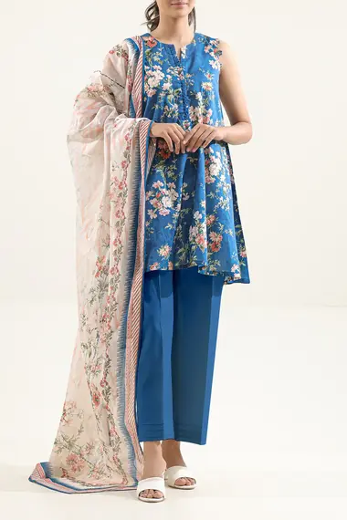 Unstitched Printed Lawn Suit | Mehr U01-25412-19A by SAYA, Blue