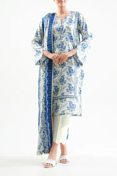 Unstitched Printed Lawn Suit | Jardin U05-25156-01A by SAYA, White