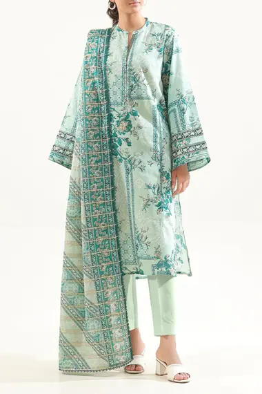 Unstitched Printed Lawn Suit | Jardin U05-25156-08B by SAYA, DarkSeaGreen