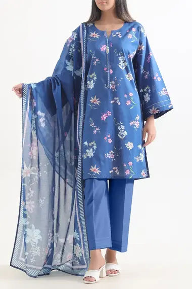 Unstitched Printed Lawn Suit | Mehr U01-25412-17B by SAYA, Blue