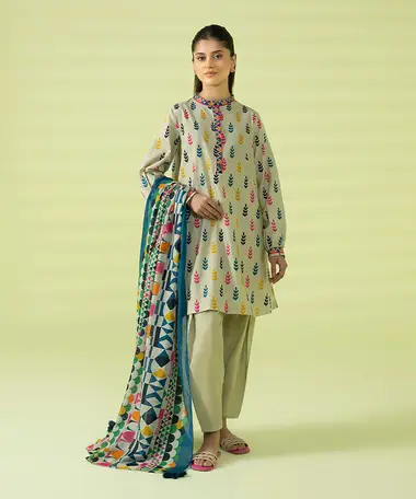 printed lawn shirt with printed voil dupatta by sapphire, DarkSeaGreen
