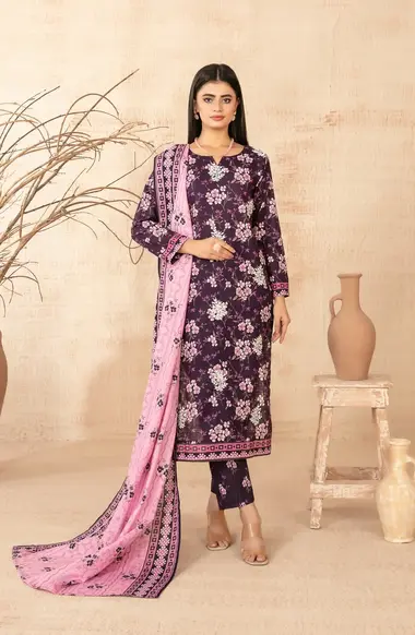 Unstitched Printed Khaddar | D-5293 by TAWAKKAL, RebeccaPurple
