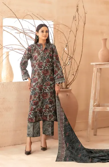 Unstitched Printed Khaddar | D-5299 by TAWAKKAL, DimGray