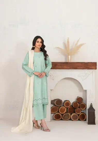 Selah Embroidered Jacquard Cotton | D-4017-Tawakkal by TAWAKKAL, Aquamarine