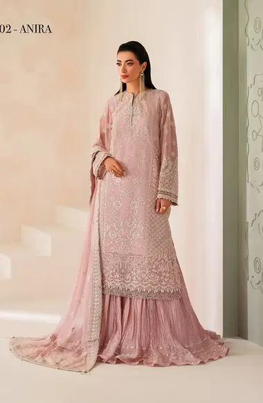 Embroidered Unstitched Formals Collection | 02-ANIRA - XF25NRH by XENIA, Pink