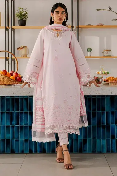 Unstitched Embroidered Lawn Suit | WUS25E30807 by ZELLBURY, Pink