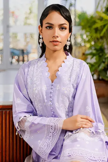 Unstitched Embroidered Lawn Suit | WUS25E30811 by ZELLBURY, MediumPurple