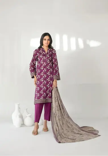 Mehza Lawn Rotary Print Vol I | D-3239 by TAWAKKAL, Purple