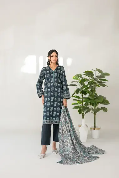 Mehza  Lawn Rotary Print Vol I | D-3241 by TAWAKKAL, Black