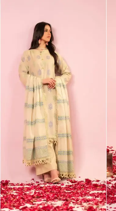 Unstitched Premium Jacquard Drop 5 Collection by ZESH TEXTILE, Beige