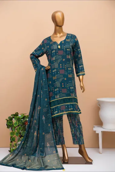 new printed dobby lawn collection 2023 by afreen, SteelBlue