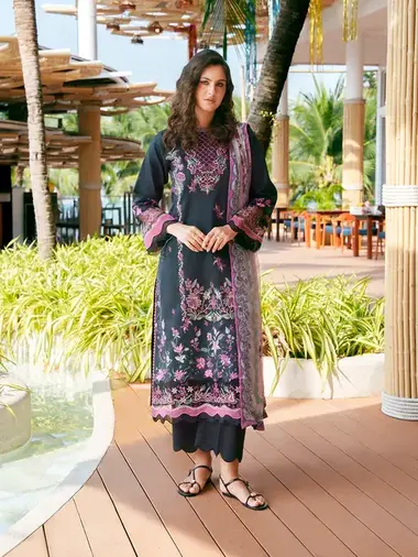 UNSTITCHED EMBROIDERED NIRVANA COLLECTION |  MAYA by CINQ, Black