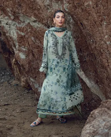 Unstitched Embroidered Gardenia By Nurèh  | NSG-206 by NUREH, Green