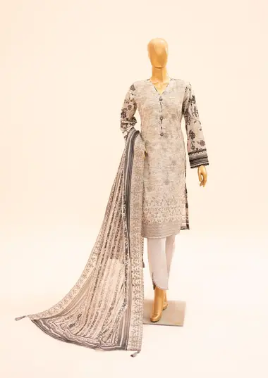 Embroidered Unstitched Lawn Collection Vol-6 by MEHAK, Beige