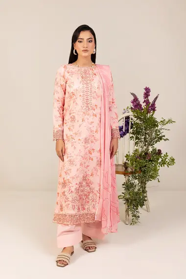 Unstitched Printed Lawn Suit | D-02 by SANAM SAEED, PeachPuff