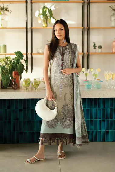 Urbane Printed Lawn Dupatta | 20940B by JADE, Beige