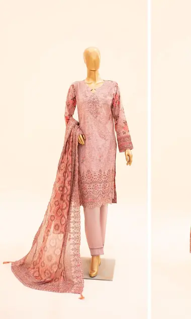 Embroidered Unstitched Lawn Collection Vol-6 by MEHAK, LightPink