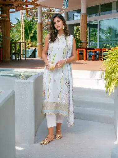 UNSTITCHED EMBROIDERED NIRVANA COLLECTION | RAYA by CINQ, LightBlue