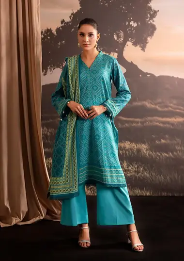 Stitched Lawn Rotary Print | SMSCV8-10 by REGALIA TEXTILE, DarkTurquoise