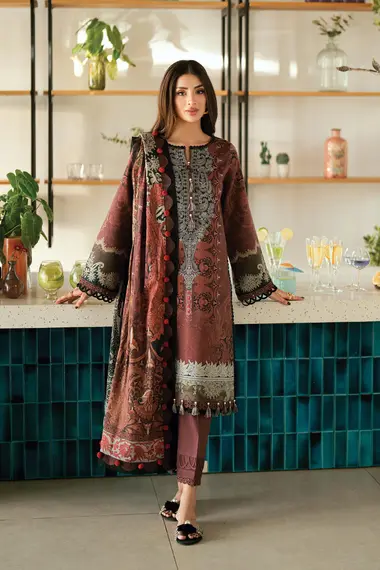 Urbane Printed Lawn Dupatta | 20933A by JADE, Brown