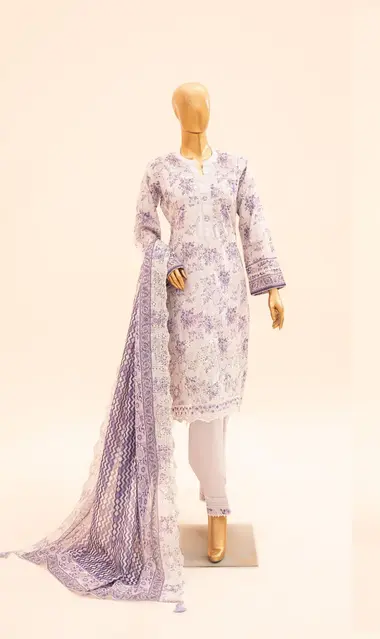 Embroidered Unstitched Lawn Collection Vol-6 by MEHAK, MediumPurple