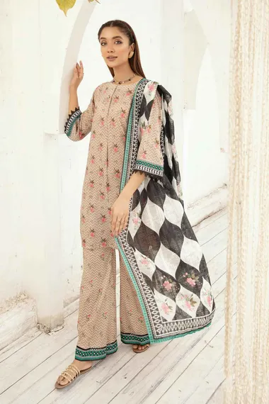 embroidered printed lawn collection by signature nur, PeachPuff